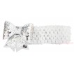 White Headband Sparkle Sequins Bow Hair Clip H883